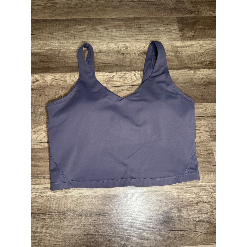 Dark Purple V-Neck Longline Sports Bra Yoga Crop Top XS